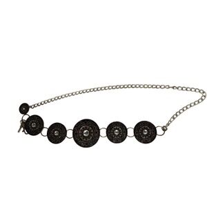 Chico's Adjustable Medallion Chain Belt Antique Gold Boho Western Statement